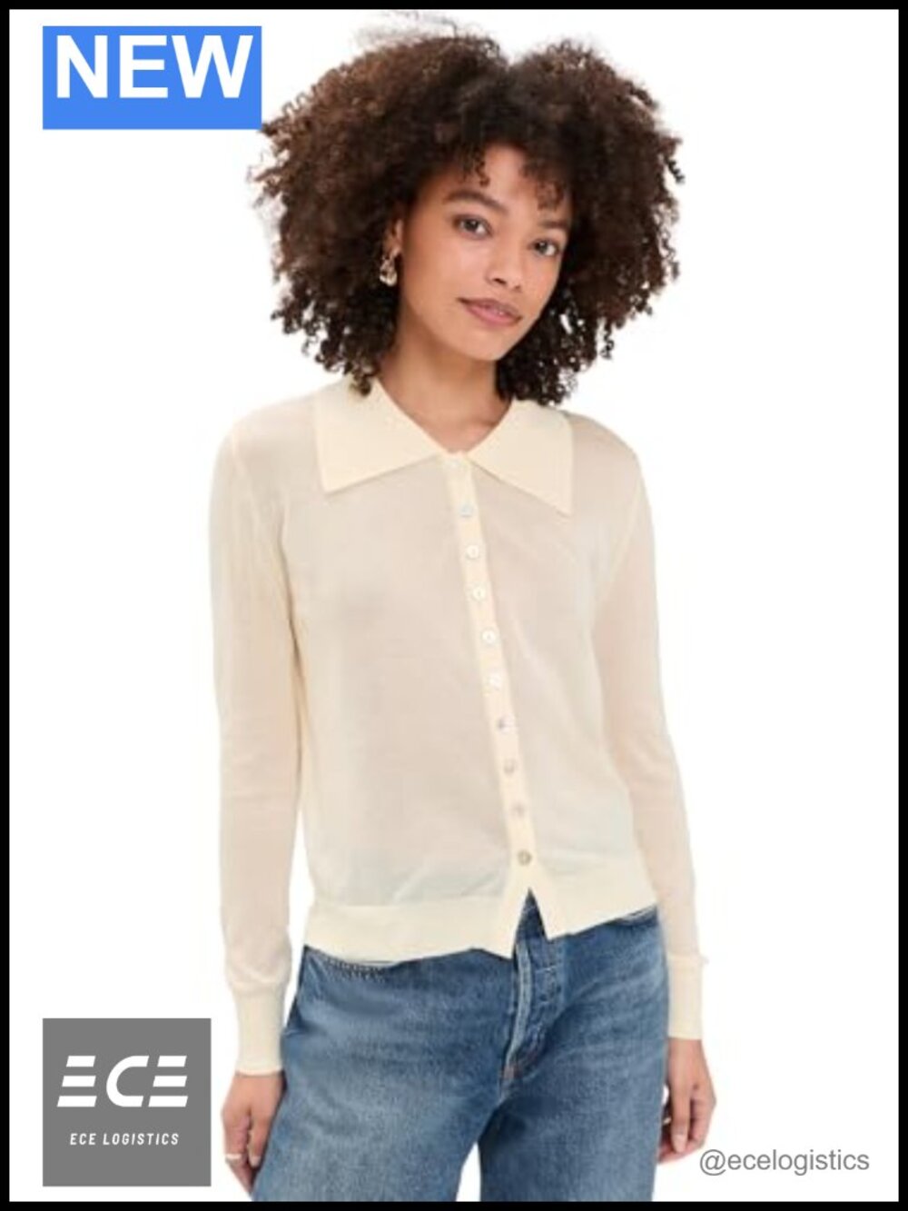 Lioness Chalet Long Sleeve Button Cardigan Lightweight Stretch Knit